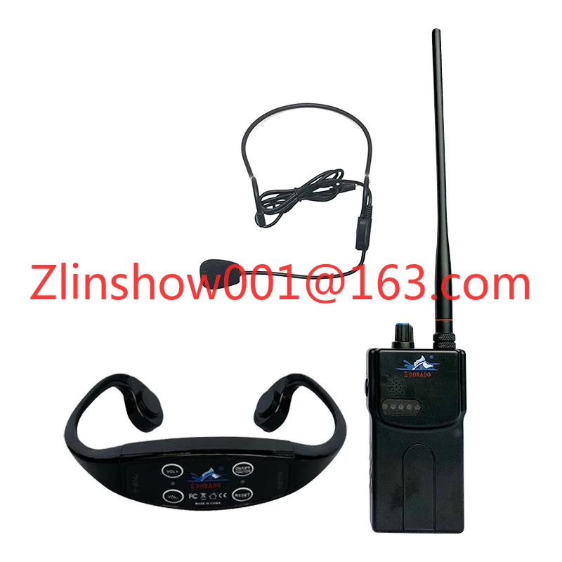 Professional Swimming Training Sport Earphone LED Real-Time Communication Coaching FM Transmitter Bone Conduction Headphone