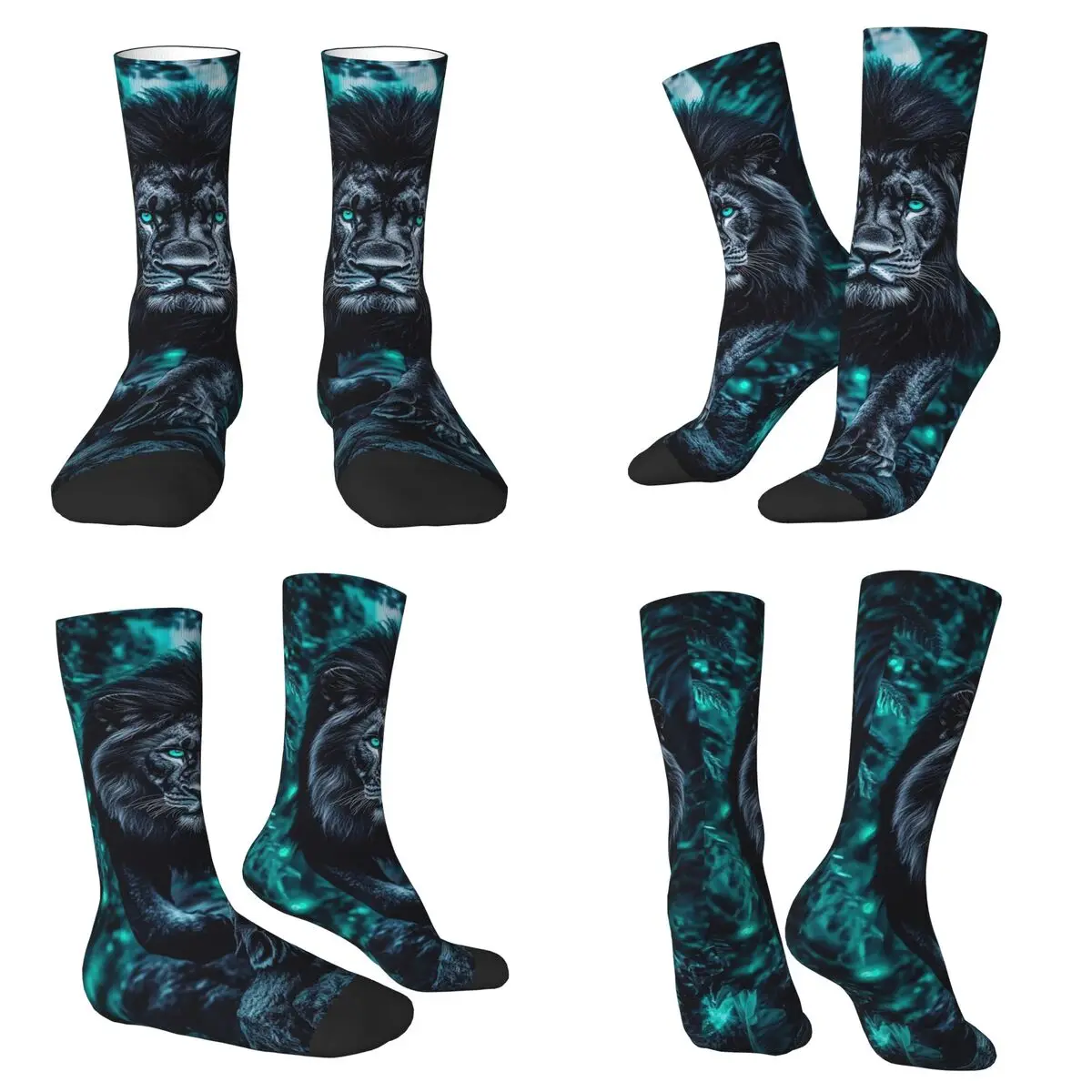 

Dark Style Lion Print Socks Harajuku Sweat Absorbing Stockings All Season Long Socks Accessories for Unisex Christmas Gifts