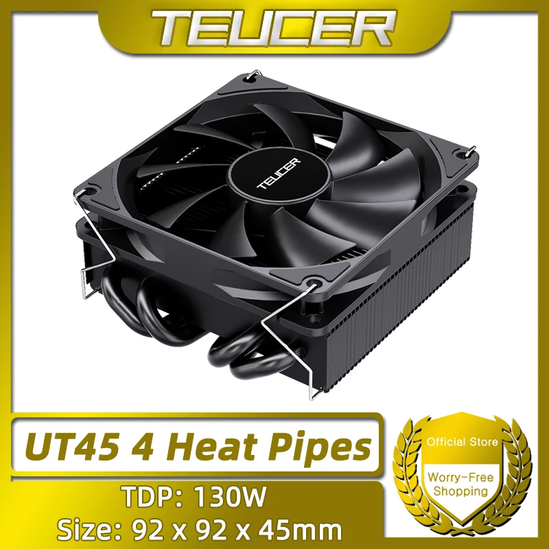 TEUCER UT45 4 Heat Pipe CPU Cooler 45mm ITX Chassis Air Cooling Radiator Compatible with AM5 AM4 and Intel LGA1700 1200 2011