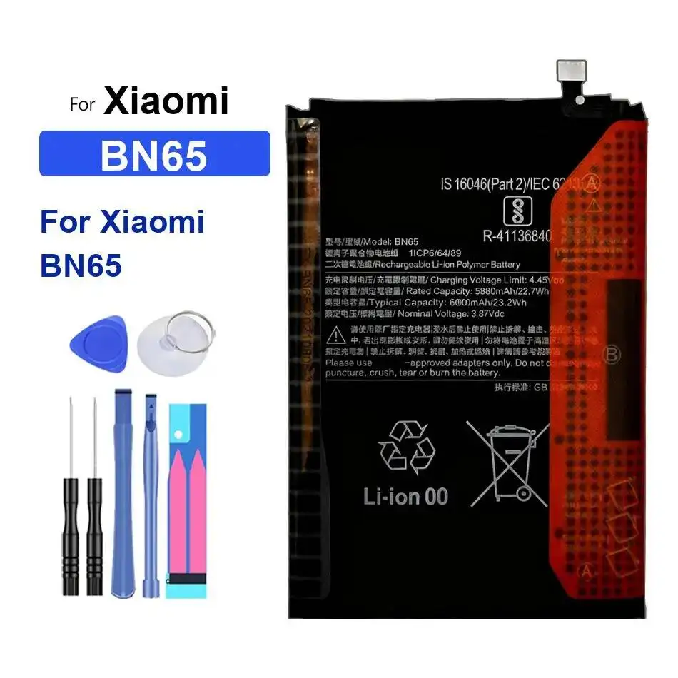 

Mobile Phone Battery For Xiaomi BN65 Fast Charging Premium Replacement 6000Mah