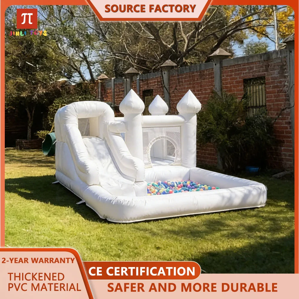 

Outdoor White PVC Inflatable Bounce House – Kids’ Bouncy Castle with Blower for Children’s Birthday & Wedding Parties