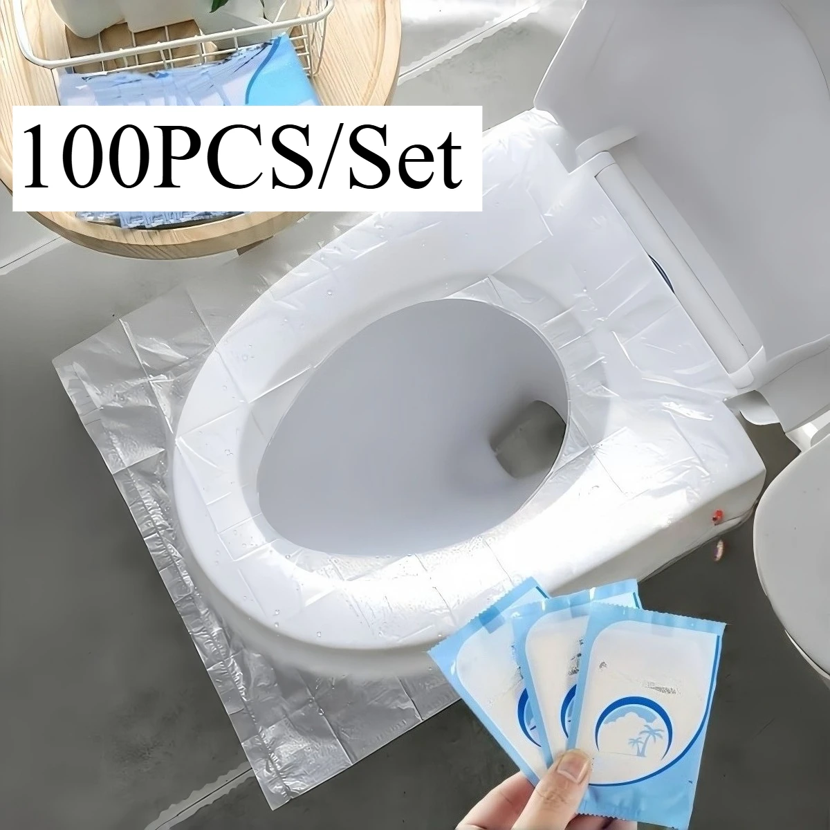 100PCS/Set Disposable Toilet Seat Cushion, Travel Cleaning and Hygiene Disposable Toilet Seat for Public Restrooms