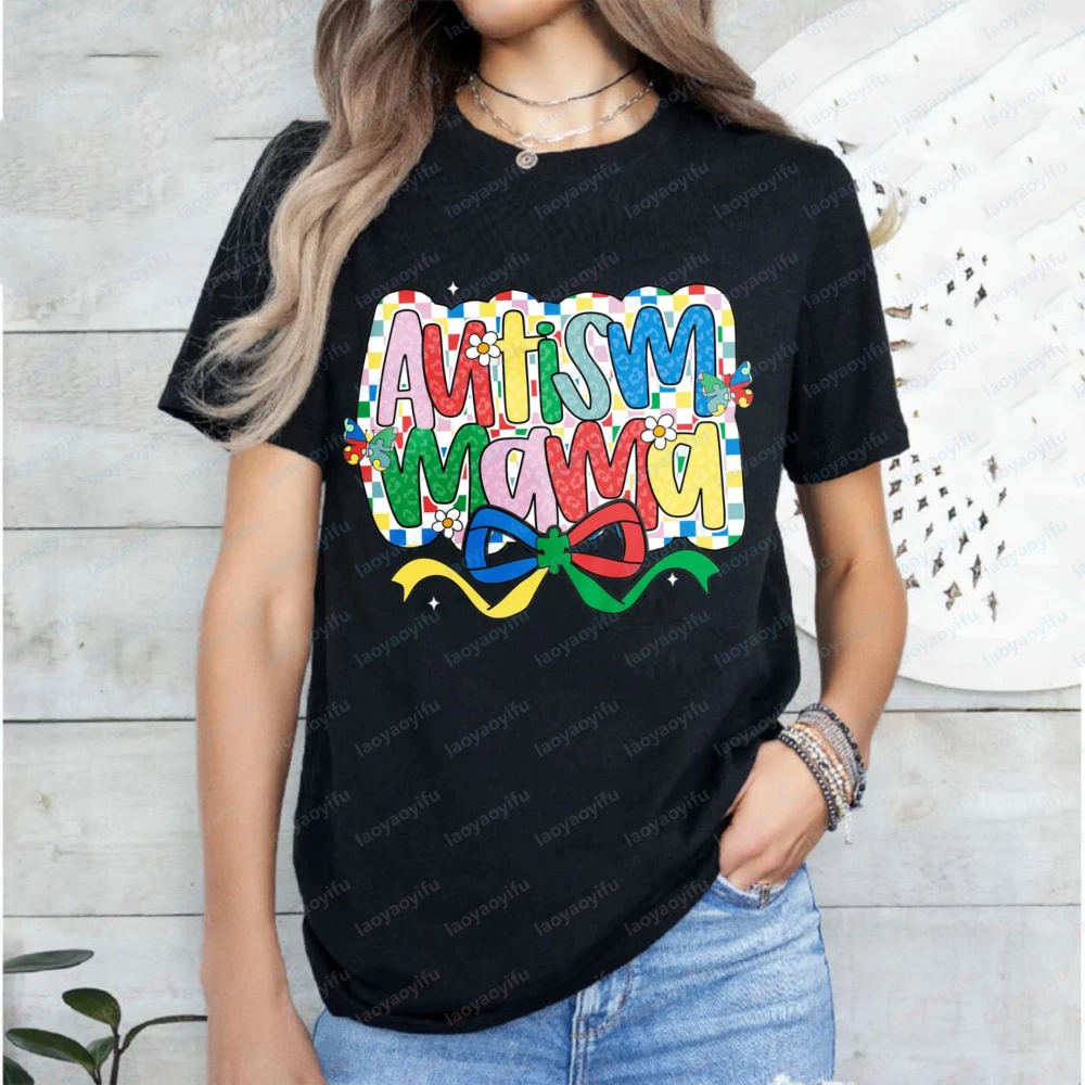 Custom Autism Mama Coquette T-shirt Mother's Day Shirt Coquette Mother's Day Gift Autism Awareness Neurodiversity Vintage Tops