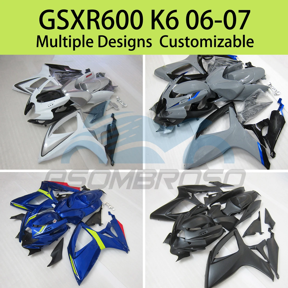 

GSXR 600 750 2006 2007 Комплект обтекателей ABS для SUZUKI GSXR600 GSXR750 K6 06 07, комплект деталей кузова мотоцикла, полный обтекатель, обтекатель