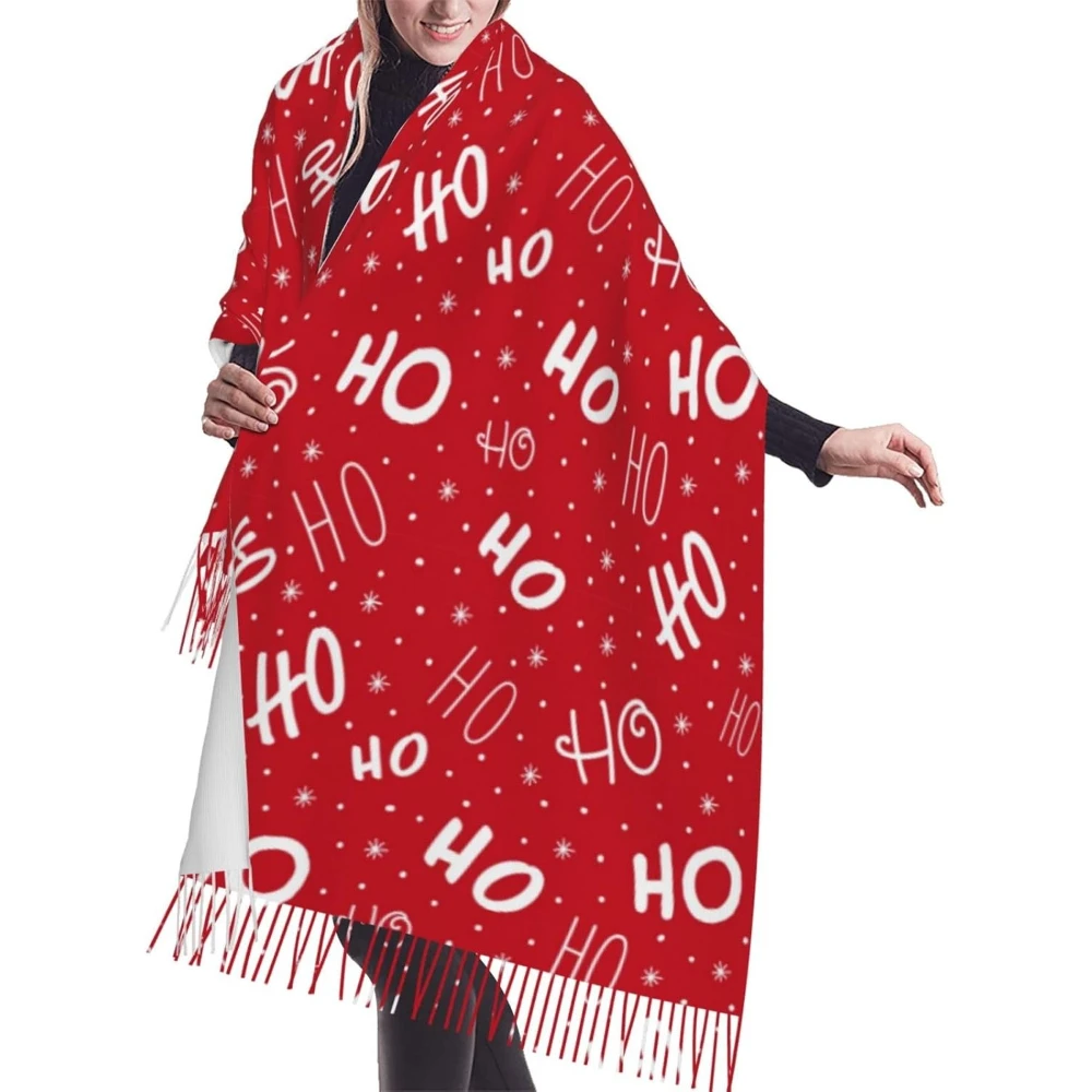 

С Рождеством шарфы для женщин, мягкие шарфы-шали, длинные накидки, женский легкий шарф с кисточками