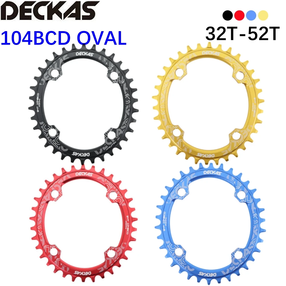 Deckas Oval Chainring 104BCD for Shimano MTB Bike Bicycle Chain Ring 32t 34 36 38 42 46 48 50 52T Ultralight Chainwheel 104 Bcd