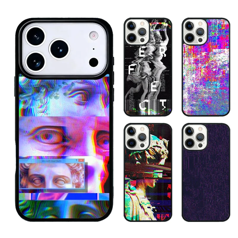 

Abstract Glitch Art Phone Case For iphone 17 Pro Max Air 16e 15 Plus 14 13 12 11 Pro Max Back Cover Coque Funda