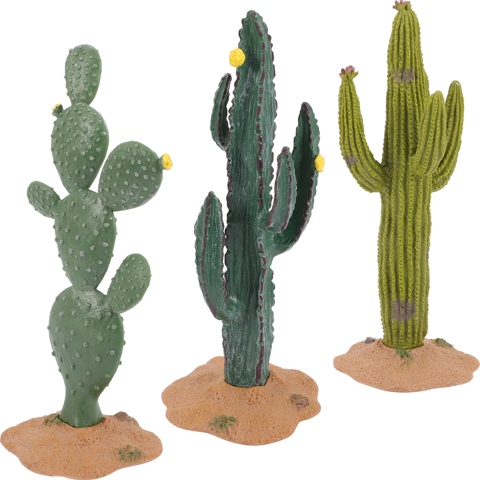 

3 Pcs Simulated Cactus Decoration Craft Miniature Statue Figurine Garden Tiny Statues Artificial Outdoor Plants