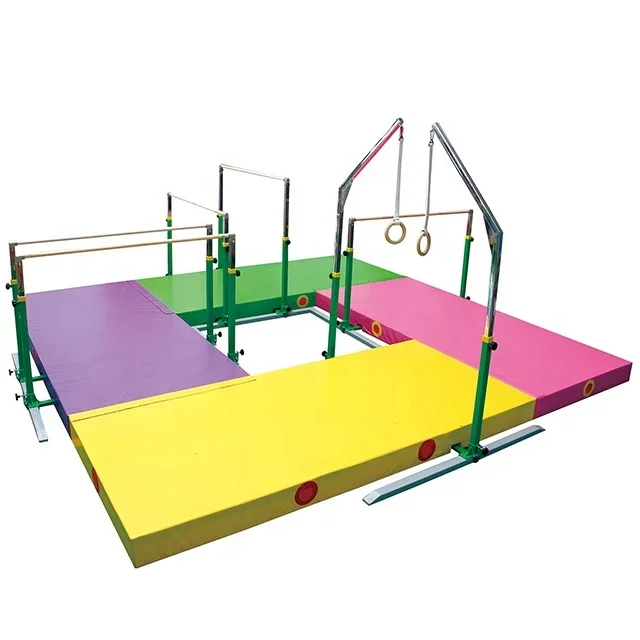 

Factory Kids Gymnastic Equipment Combination Horizontal Bar Parallel Bars gym rings uneven bars