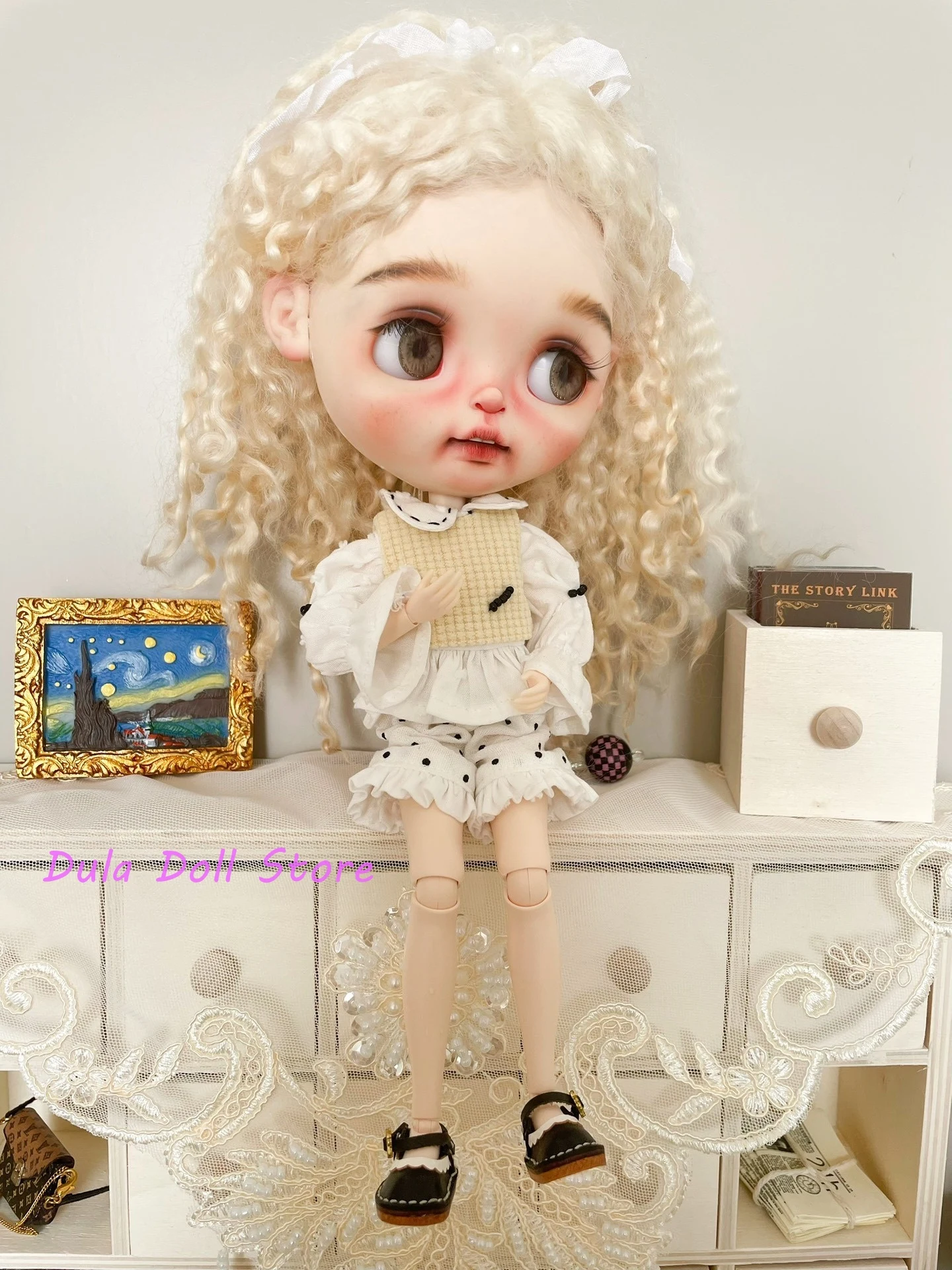 デュラ人形の服ブライスワッフルベージュベスト白シャツショーツベビースーツ ob24 ob22 Diandian アゾン JerryB 1/6 Bjd 人形