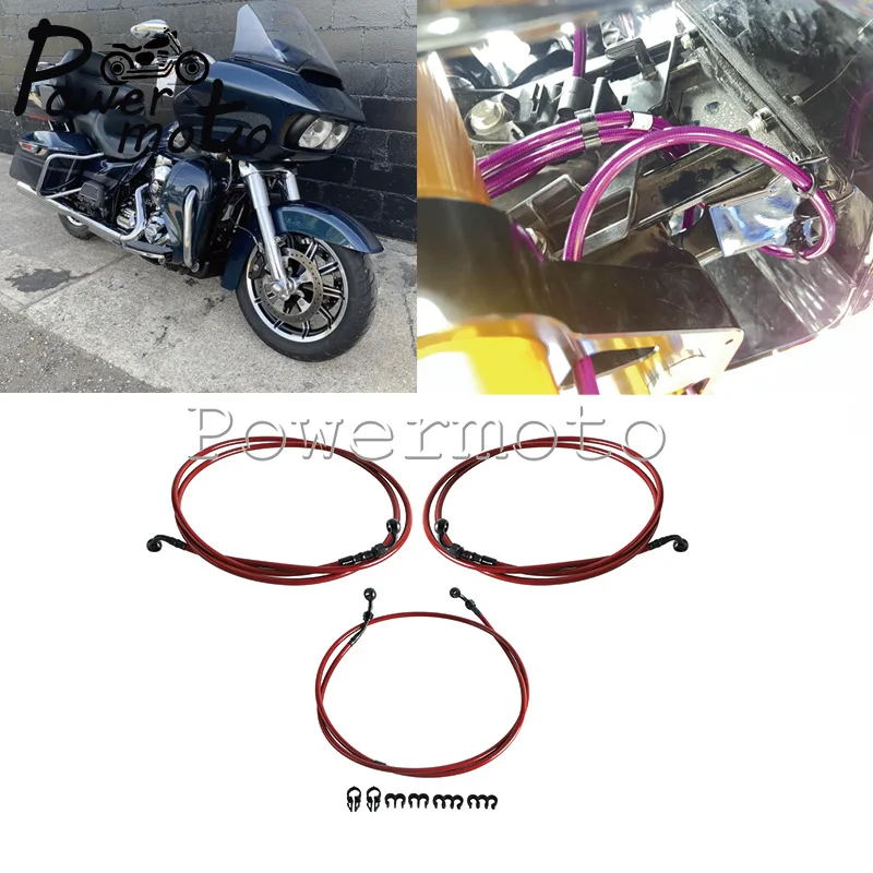 

Extended Length Brake Line Set For Harley Road Glide Ultra CVO Limited FLTRKSE FLTRXSE 2015-2023 Stainless Braided 58" 62" Kit