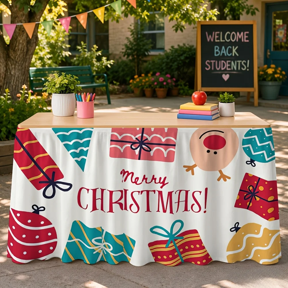 One table skirt with a Halloween theme, featuring a gift-printed tablecloth.