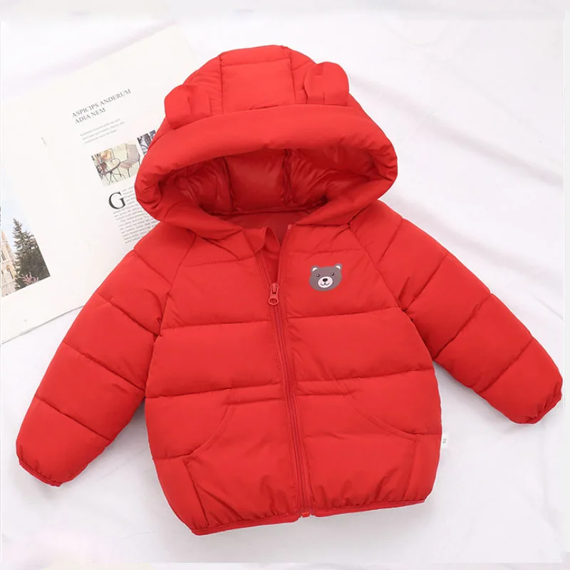 Winter hooded warm jacket cartoon printing Korean version cotton coat boys girls 0-7 year old Beibei fashion children\'s clothing