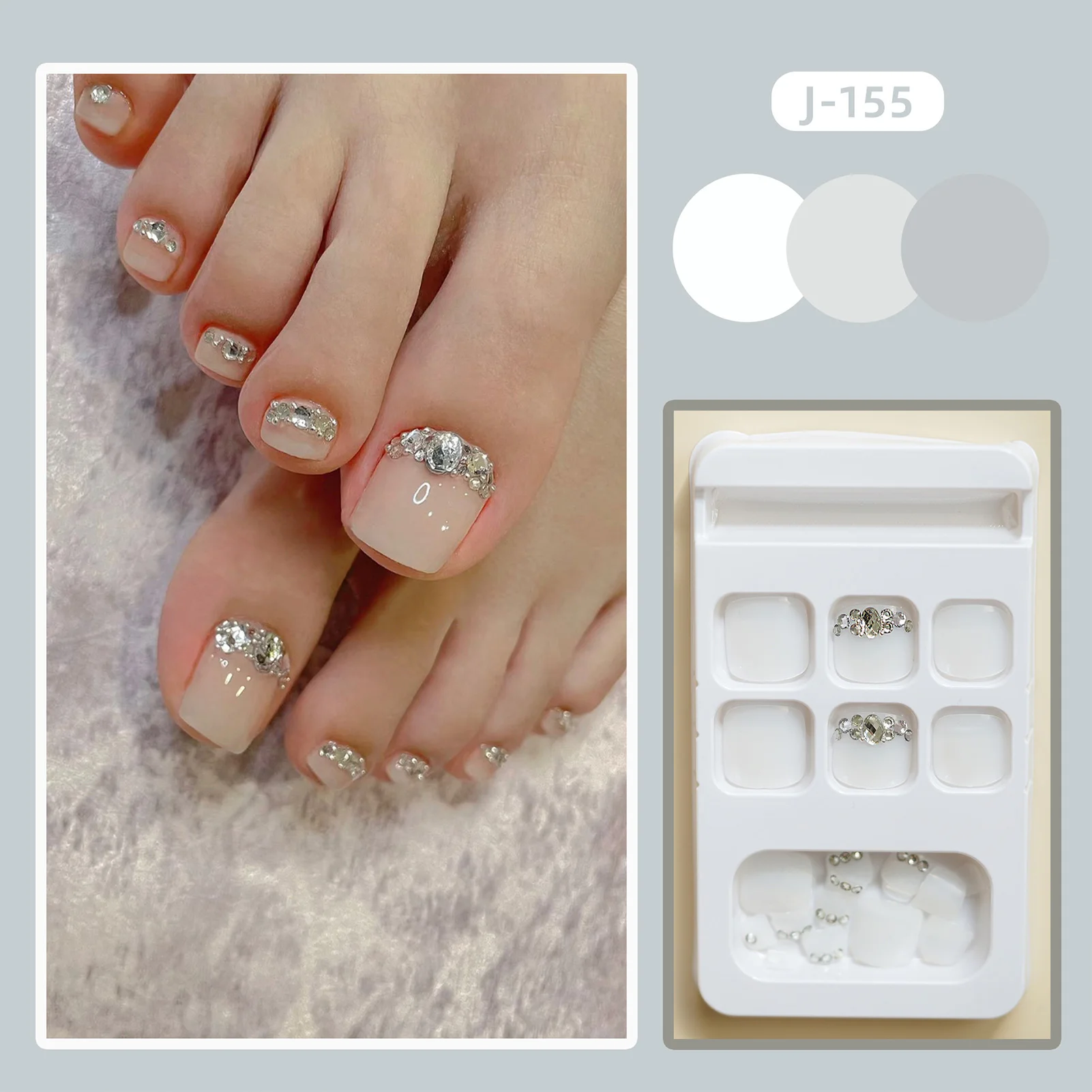 Pearl White Short Fake Toenails Smooth and Non-Grainy Texture Toenails for Nail Technician Daily Use