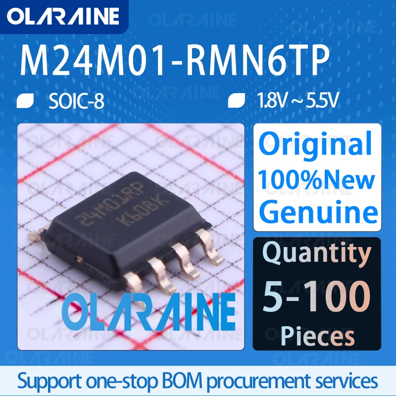 5/10/100Pcs M24M01-RMN6TP 100%New Original SOIC-8 Electrically erasable programmable read-only memory Frequency 1 MHz IC chip