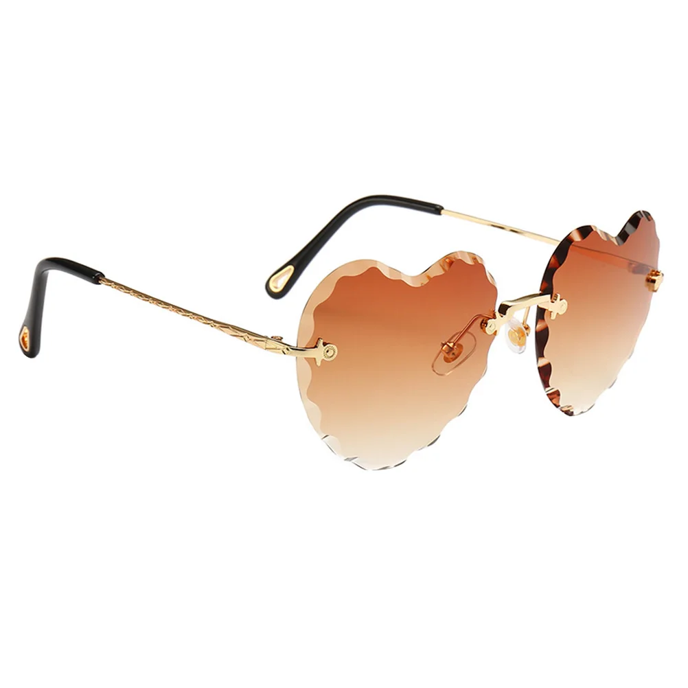 

Heart Shaped Sunglasses UV Protection Party Glasses Photo Props Rimless Lightweight Fashion Eye Wear Anti UV Polarized
