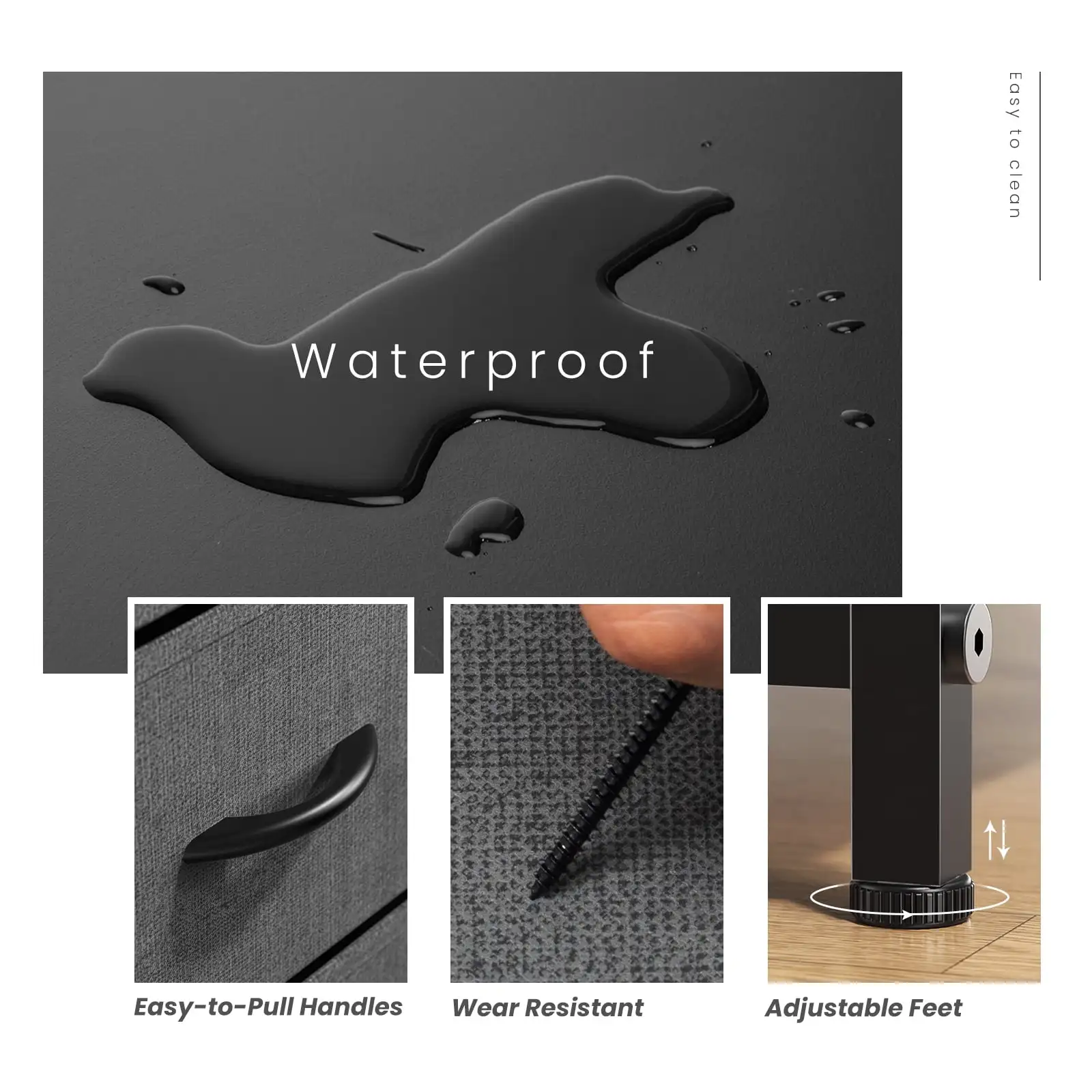 خزانة تخزين من القماش ذات 7 أدراج لغرفة النوم، والخزانة، وأثاث تخزين للبالغين، باللون الرمادي #5