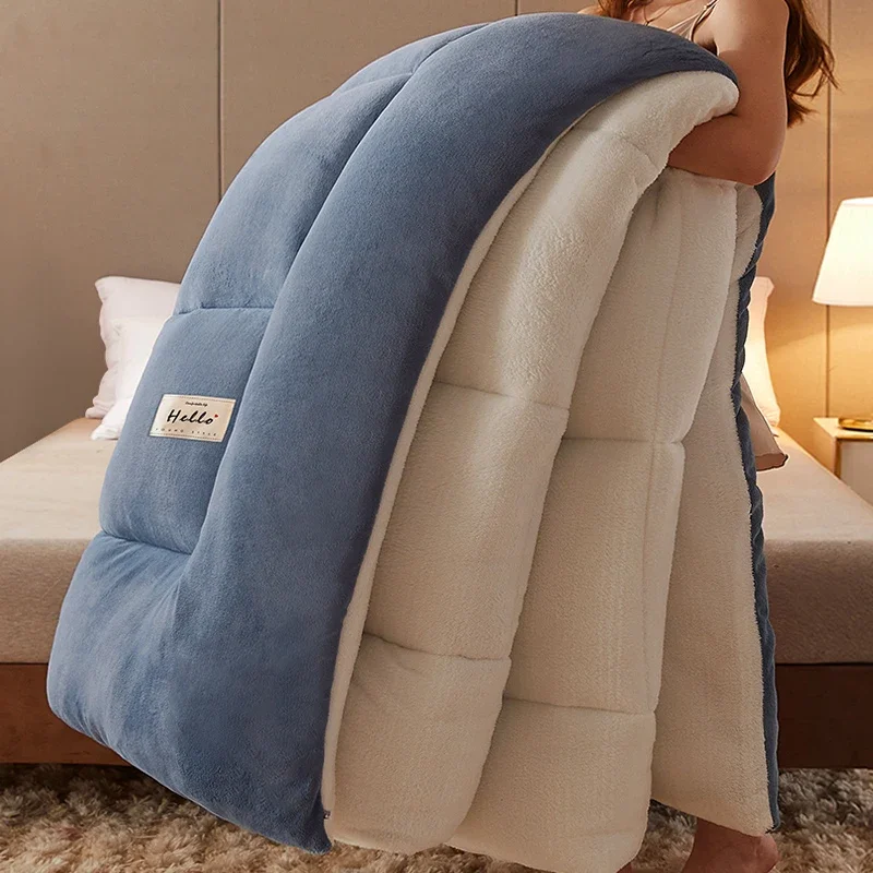 Lamb Wool Blanket Winter Thickened Quilt Super Warm 5kg Thick Comforter Winter Spring Autumn Single Double Milk Velvet Blanket