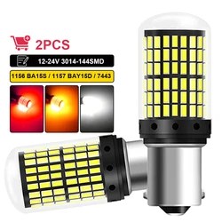 2 Stuks T20 7443 Led Lamp P 21W Py21 W 1156 Ba 15S Bau15 S Richtingaanwijzer Canbus 12V 24V 7000K Witte Auto Achteruit Parkeerremlicht