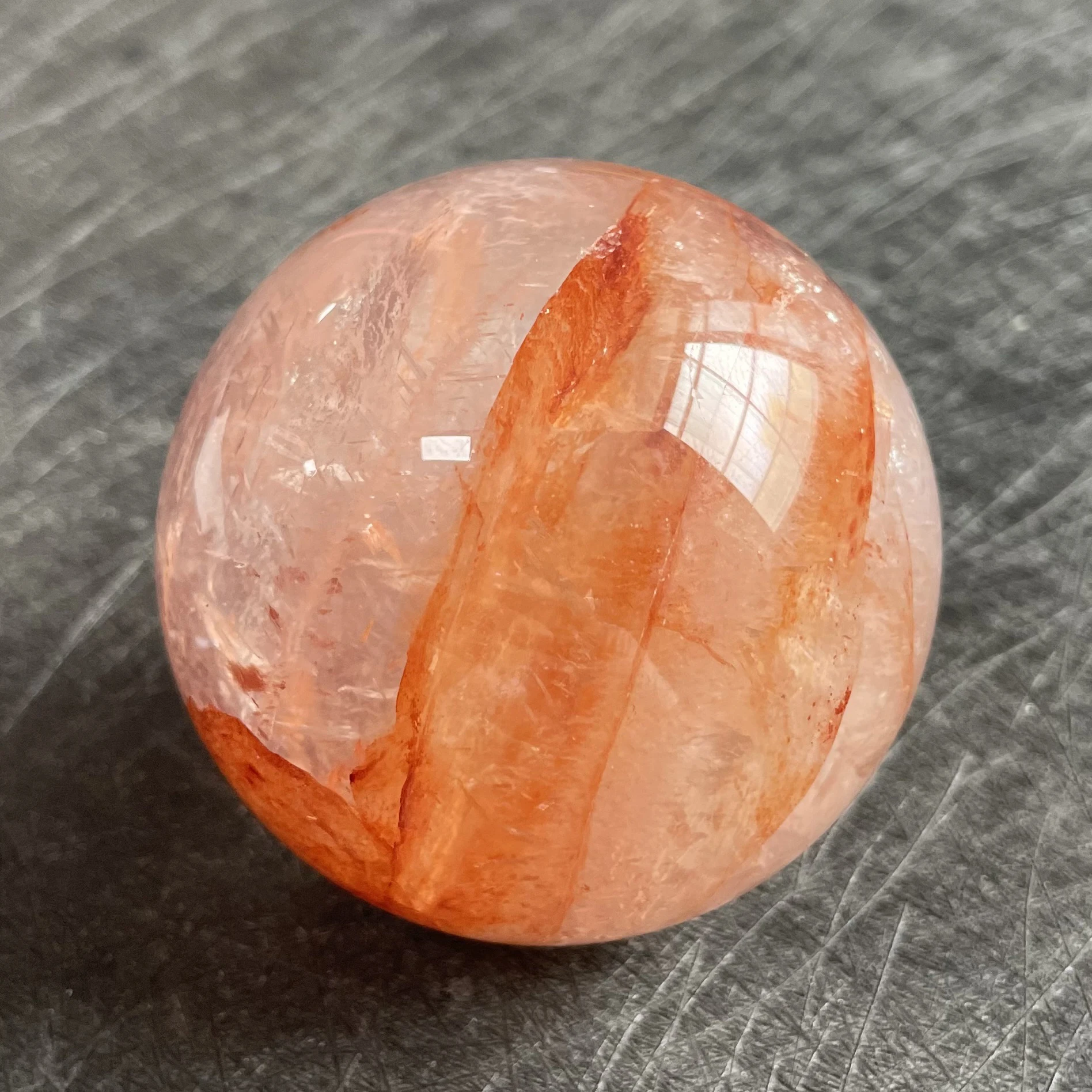 

291g Natural Stone Clear Quartz Sphere Rainbow Red Crystal Ball Rock Decoration Rough Polished Healing Z177