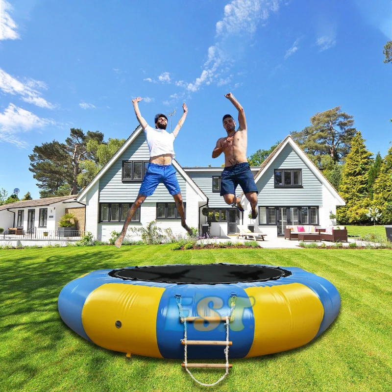 Populair Opblaasbaar Drijvend Water Springbed Zeewaterpark Pvc Opblaasbare Drijvende Trampoline Watertrampoline Voor Volwassen Spellen