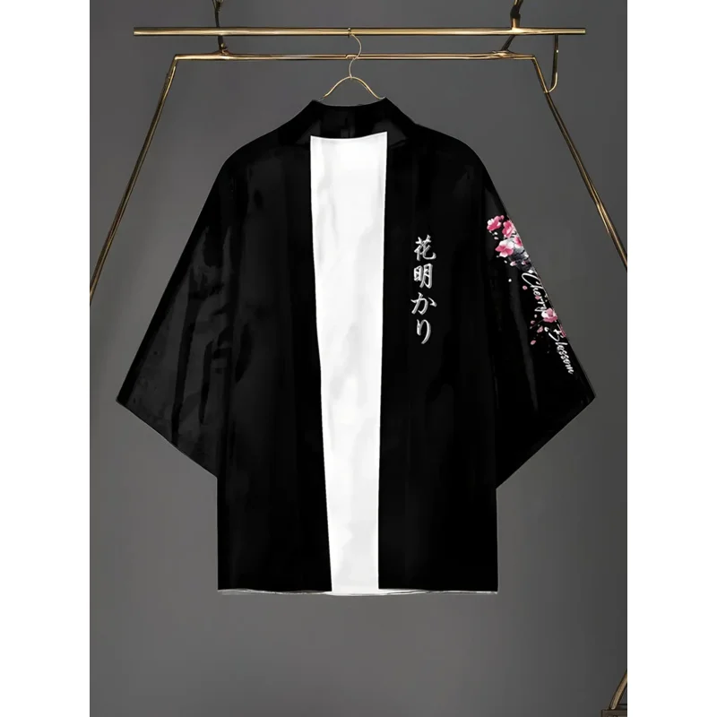 Japanese Kimono Cardigan Printed Traditional Role-playing Half Sleeved Cardigan Clothing for Men and Women
