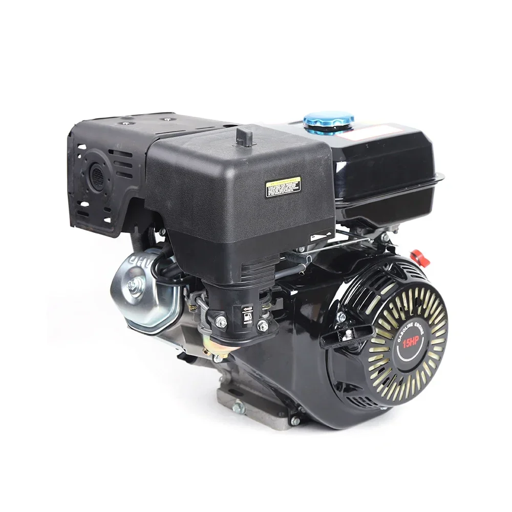 420CC 15 HP Petrol Gas Motor Engine Manual Recoil Pull Start 4-Stroke Single Cylinder Air-Cooling Gasoline W/Oil Alarm