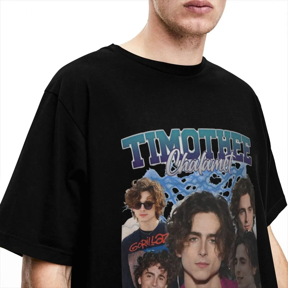 Men T-Shirt Timothee Chalamet Movie Vintage 100% Cotton Tees Short Sleeve T Shirt Crew Neck Tops Graphic