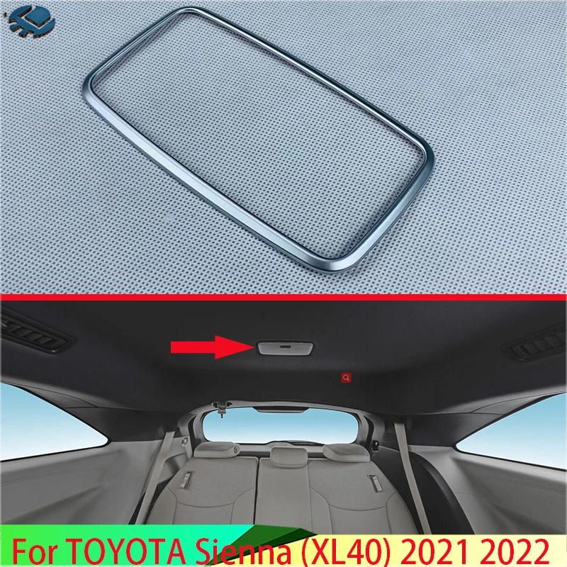 For TOYOTA Sienna (XL40) 2021 2022 Car Accessories ABS Chrome Back row reading lamp shade decorative sequins Trim