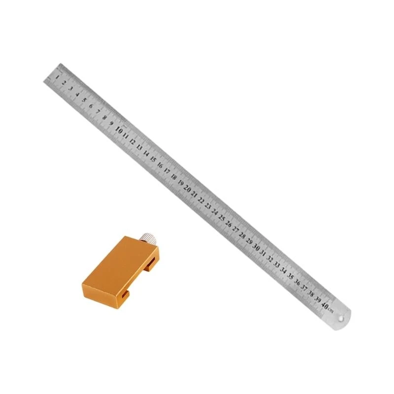 H58C Craft Enhancing Aluminum Ruler with Secure Alignment Block Woodworking Measure for Reliable Woodworking Result