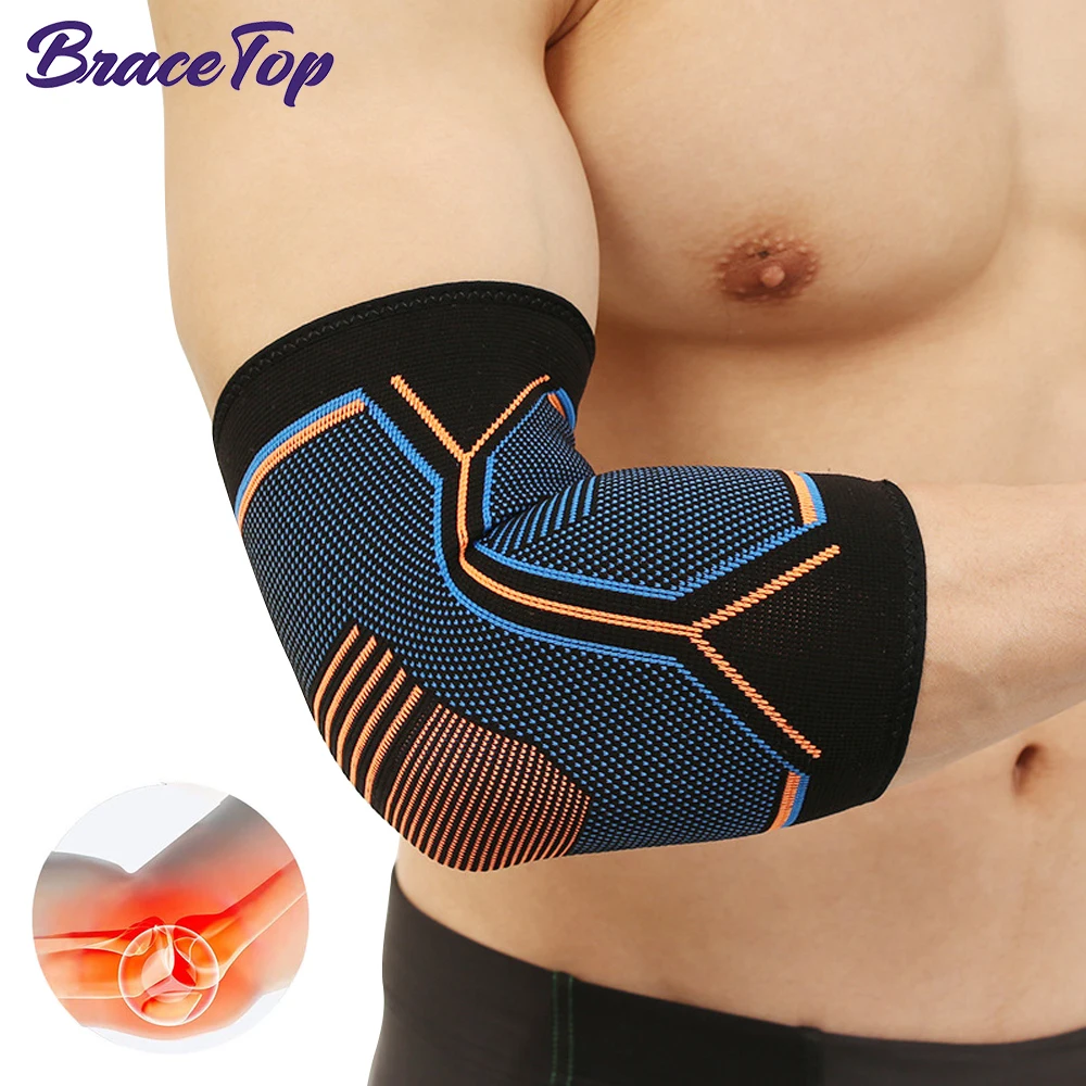 BraceTop Elbow Brace Compression Support Sleeve for Tennis Elbow Brace Strap Tendonitis, Epicondyt Elbow,Arthritis,Weightlifting