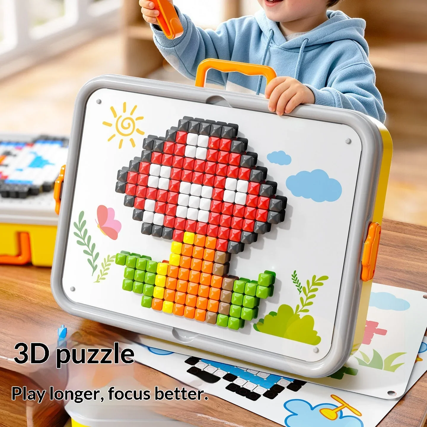 

Mushroom nail three-dimensional puzzle children's educational toys baby concentration exercise insert fun creative fun puzzle