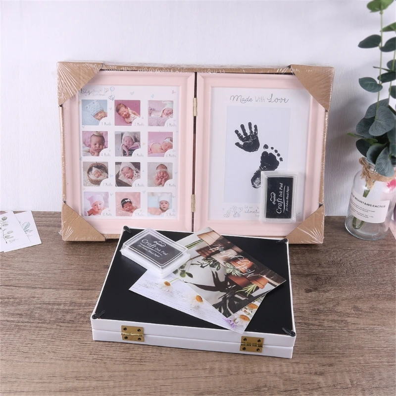 Opvouwbare fotolijst voor babygroeimomentrecord Handafdrukweergave Fotolijst Kinderkamer Decor Moederdagcadeau 1560