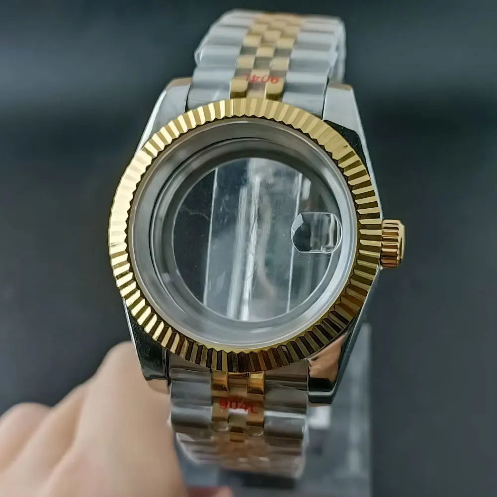 NH35 41 мм, мужские часы высокого качества, серебряный/золотой корпус, детали для Nh34, механизм Nh36, сапфировая коробка для часов, зеркало на все тело