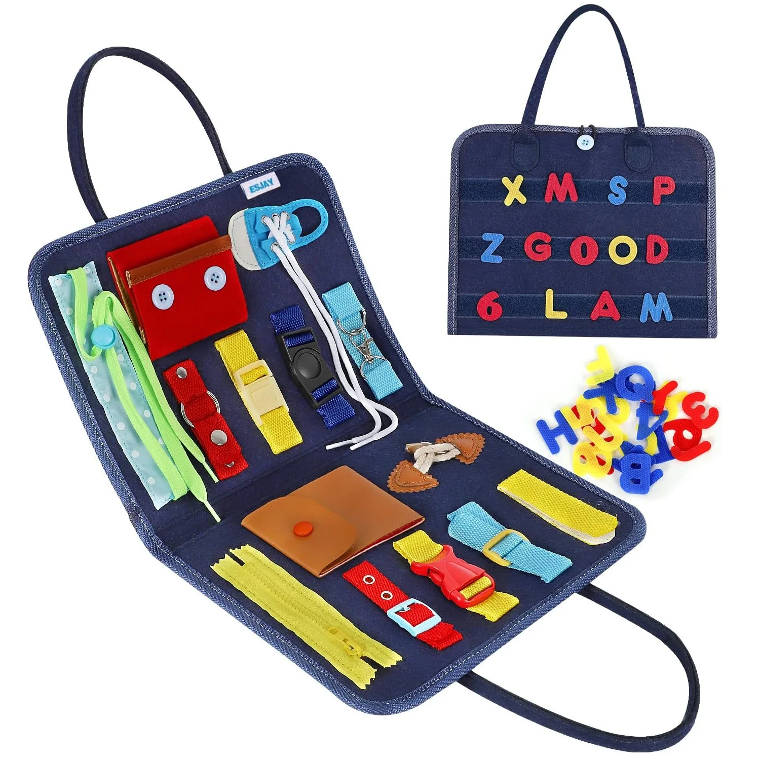 Sensory Play Board Busy Board Montessori Leaning Toys For Toddlers Foldable Sensory Toy Toddler Activity Board-Educational Learn