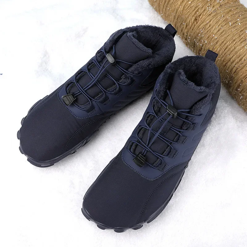 Outdoor Waterproof Men's Boots Thickened with Plush and Anti-slippery Mid-calf Male Cotton Boots