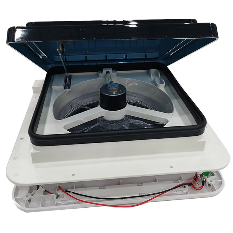 

RV Camper Accessories White UV-Resistance Caravan Vent Two-way Ventilation Exhaust Fan Roof Hatch 280x280mm with LED Lights