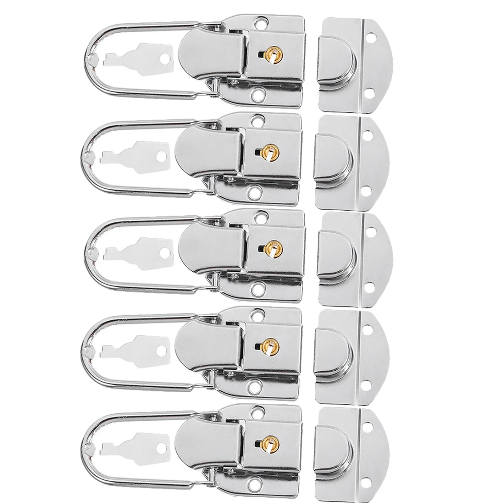 5Set Metal Locking Toggle Buckle Hasps Keyed Lock Solid Iron for Toolbox Cabinet Luggage Chest Safety Anti Theft Buckle Lock