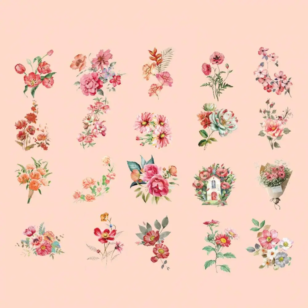 Exquisite Craftsmanship Stickers Vintage Floral Plant Scrapbooking Sticker Set for Diy Crafts Album Notebook 40pcs Exquisite