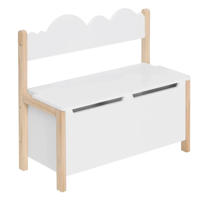 WOLTU Kinderbank mit Rückenlehne, 60 x 25,5 x 55 cm, Stauraum, Spielzeugkiste für Sitz, Aufbewahrungstruhe, Bank, Kinder-Kindergartenhocker