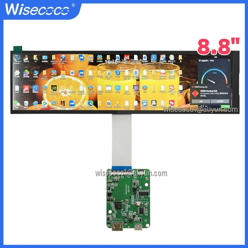 Wisecoco 8.8 Inch 1920x480 Long Strip IPS Screen Aida64 Secondary PC Computer Laptop Display For Raspberry pi 4 3B