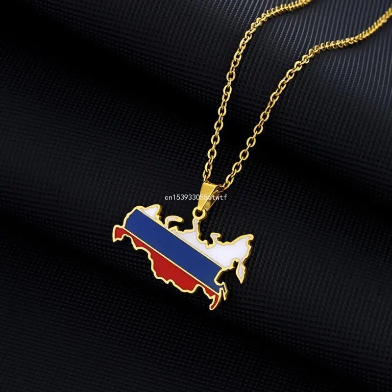 Russia Pendant Stainless Steel Chain Necklaces Women Men Country Map Necklace Jewelry Stainless Steel Material Dropship