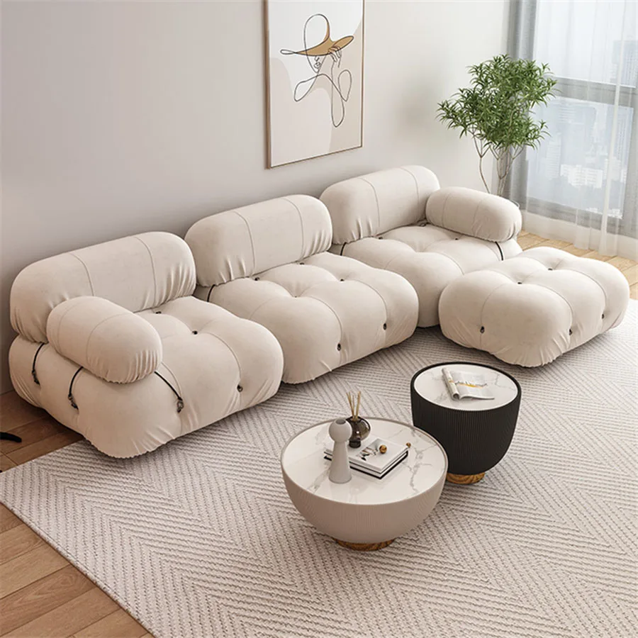 Designer Sofa Italian Style White Elastic Luxury Anti Slip Decorative Pillows Couch Miniature Puff Asiento Indoor Furniture