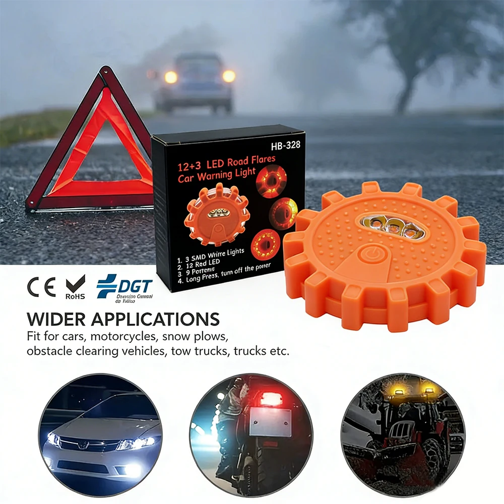 

Светодиодные аварийные огни, 9 режимов, предупреждение о безопасности, USB аккумуляторная мигающая лампа, красный стробоскоп, приборная лампа для грузовиков, автомобилей