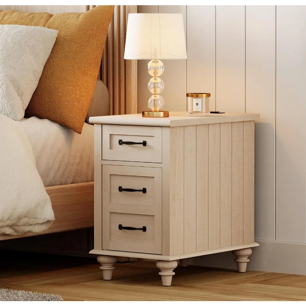 طاولة نهاية لمحطة الشحن مع درج وخزانة تخزين، منضدة جانبية ضيقة حديثة #3