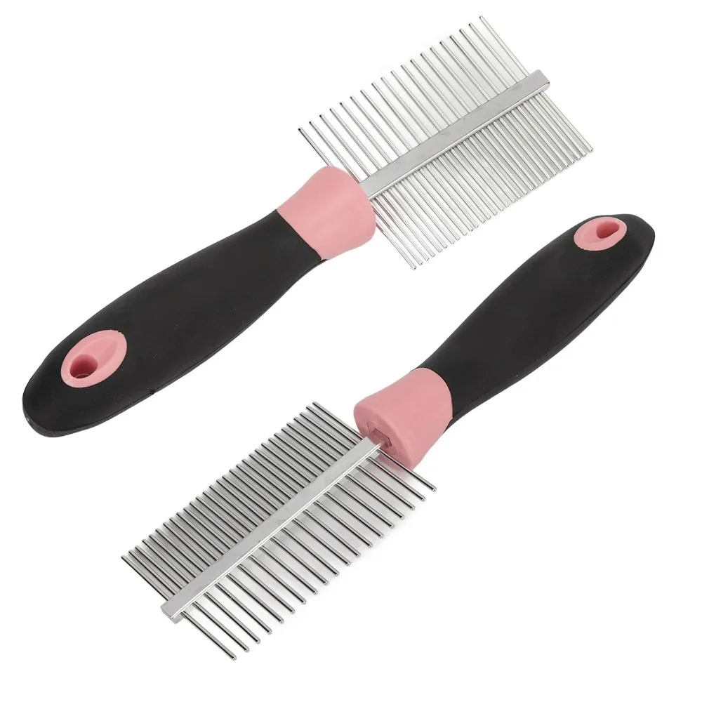 Bone Pattern Pet Comb Double Sided Steel Pin Steel Pin Brush Smooth Surface Ergonomic Shape Pet Hair Remover Critters Cleaning