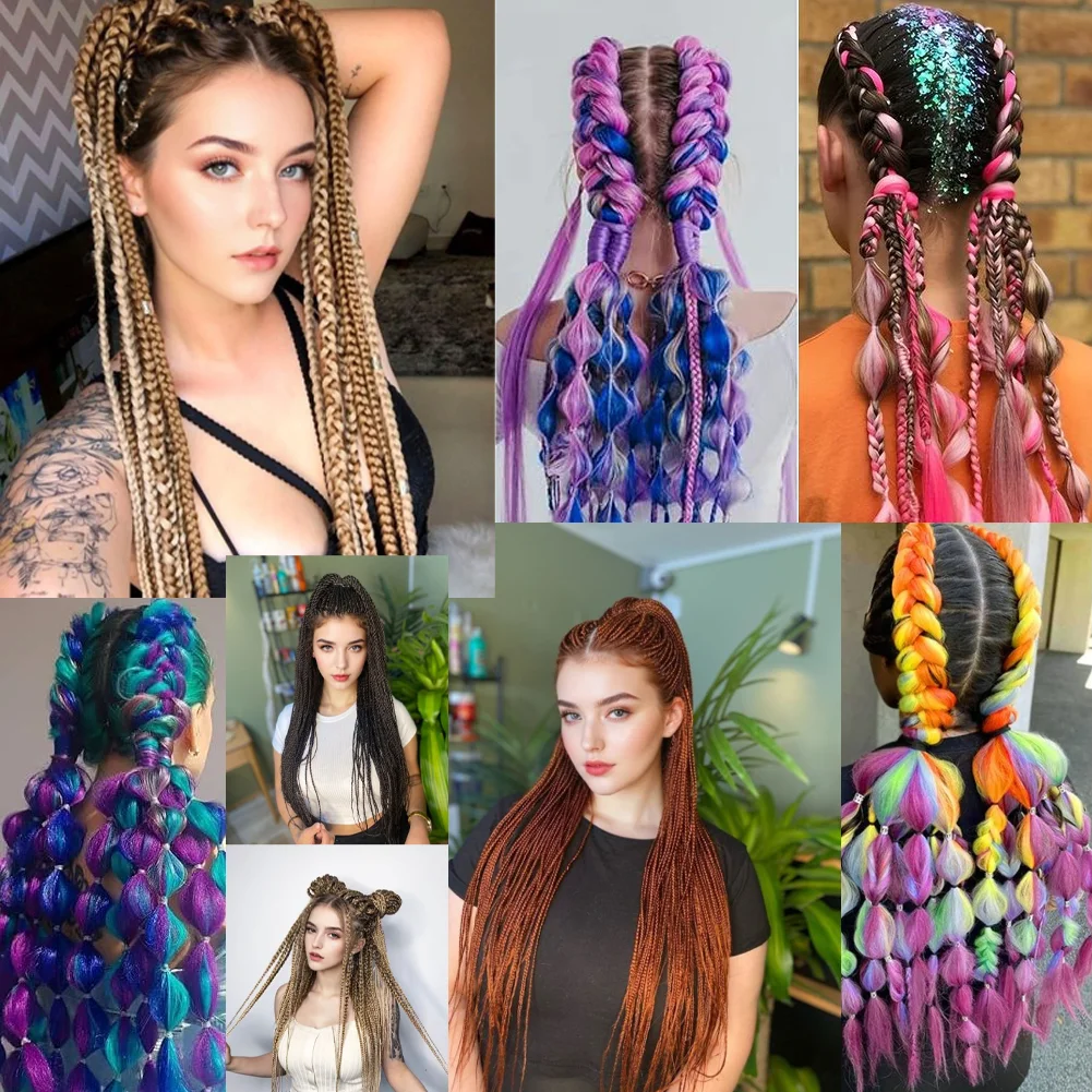 Synthetische Jumbo-Flechthaarverlängerung, 61 cm, hitzebeständige Faser in großen Mengen, Ombre-Synthetik-Jumbo-Zöpfe, Haar für rote schwarze Frauen