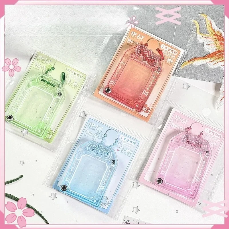 Porta carte amuleto per Kpop Custodia fotografica magnetica in acrilico da 1 pollice per carta d'identità per studenti Glitter Star Charm Clip Decor Kawaii giapponese
