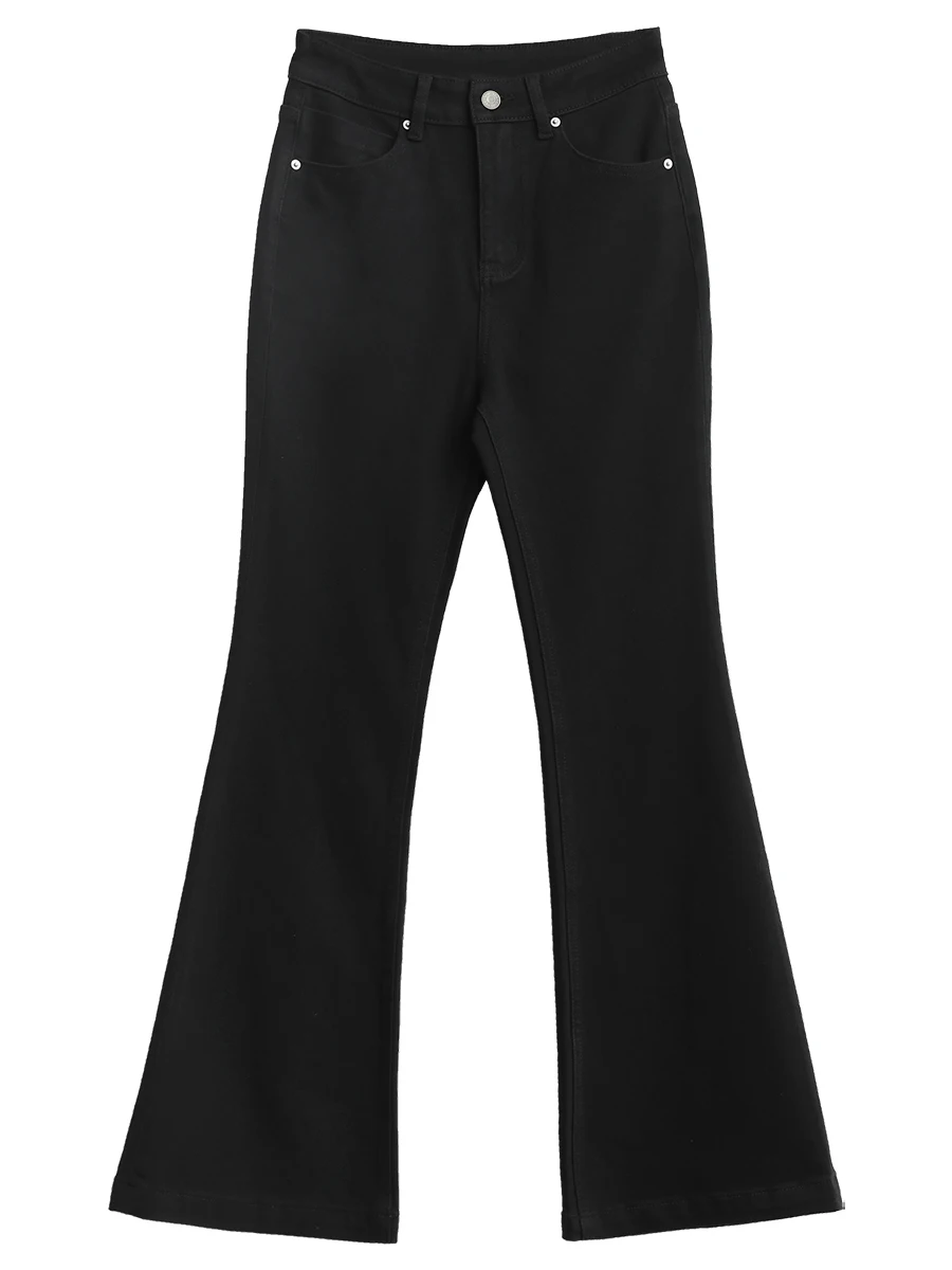 CHIC VEN جينز نسائي أسود جديد عالي الخصر مطاطا سليم صالح متوهج حدوة الحصان كامل الدينيم السراويل النسائية صيف 2025 #4