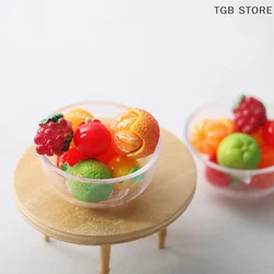 1:12 Dollhouse Miniture Transparent bowl with 8pcs Fruits Accessories Decoration toys